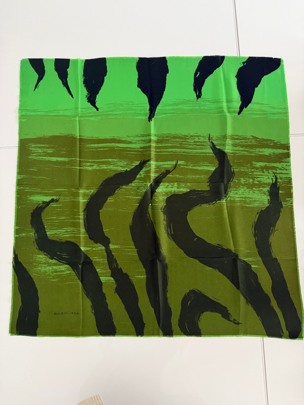 Balenciaga Green Abstract Silk Scarf - Picture 3 of 6
